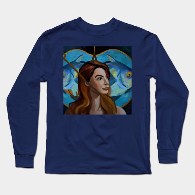 Pisces Zodiac Long Sleeve T-Shirt by tearbytea